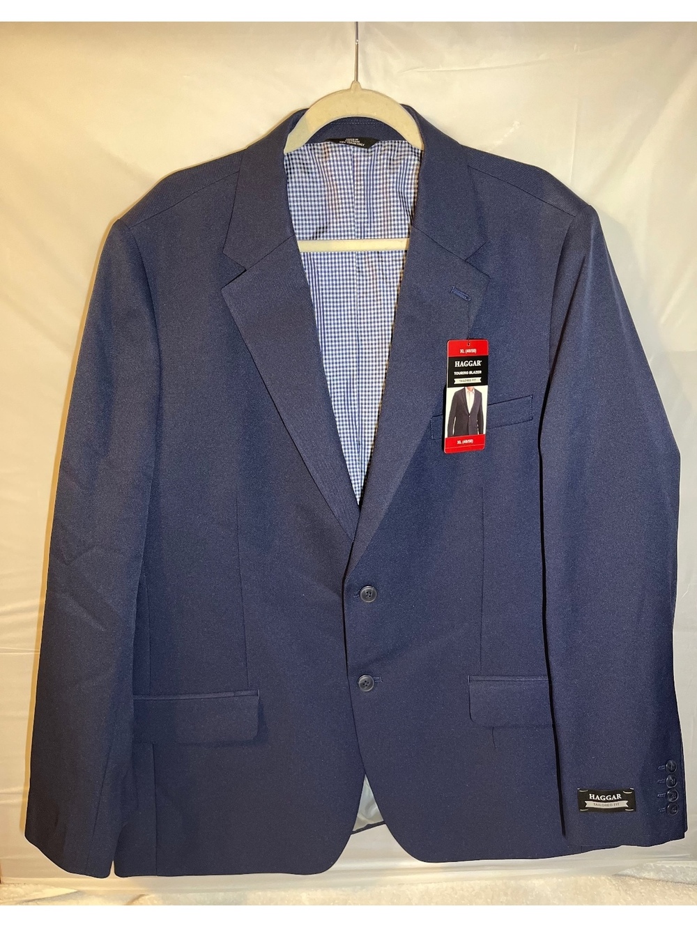 Haggar Touring Blazer Tailored Fit XL Navy Blue Stretch Fabric Men's Jacket